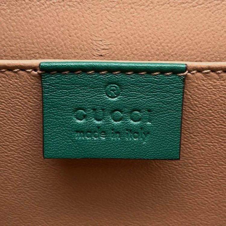 Pre Owned Gucci Green Mini Patent Sylvie 1969 Top Handle Bag