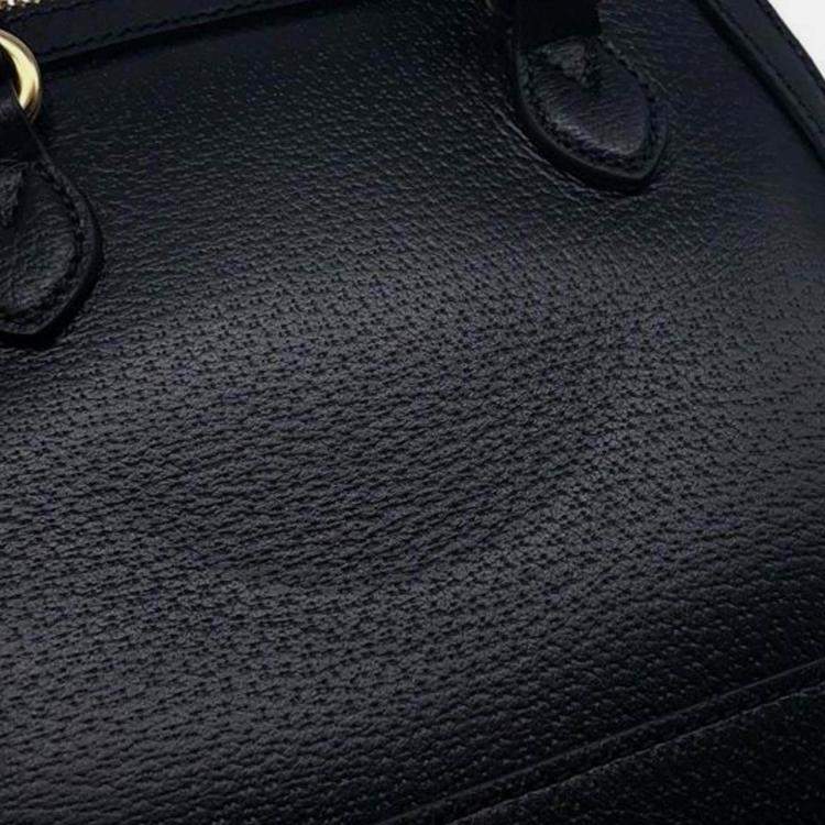 Pre Owned Gucci Black Adidas Mini Leather Horsebit 1955 Top Handle Bag