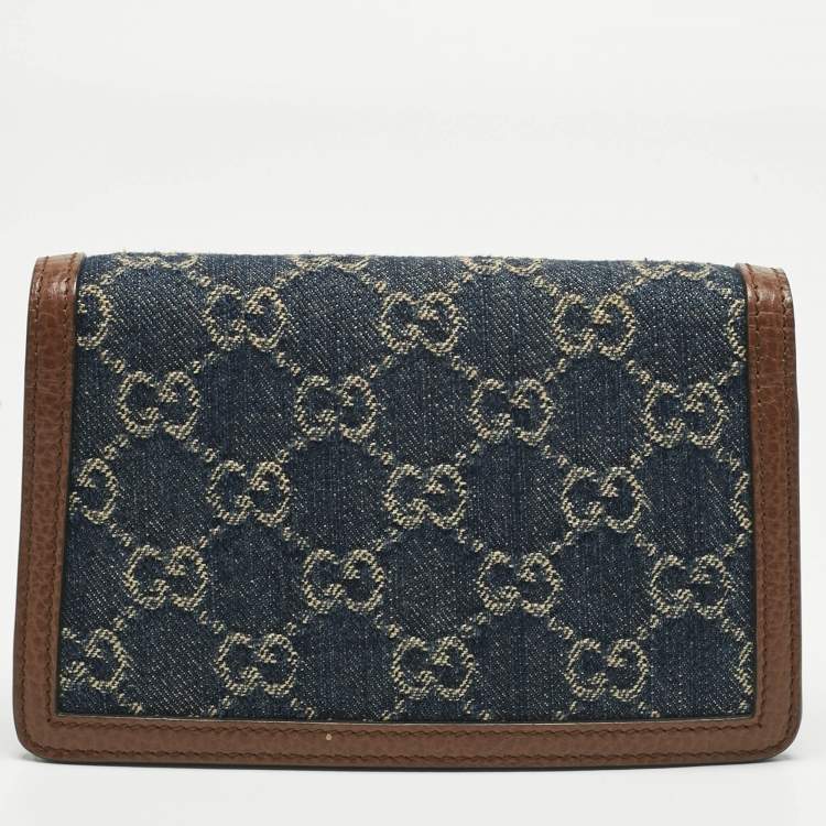 مملوكة مسبقًا Gucci Blue/Brown GG Denim and Leather Super Mini Dionysus Shoulder Bag