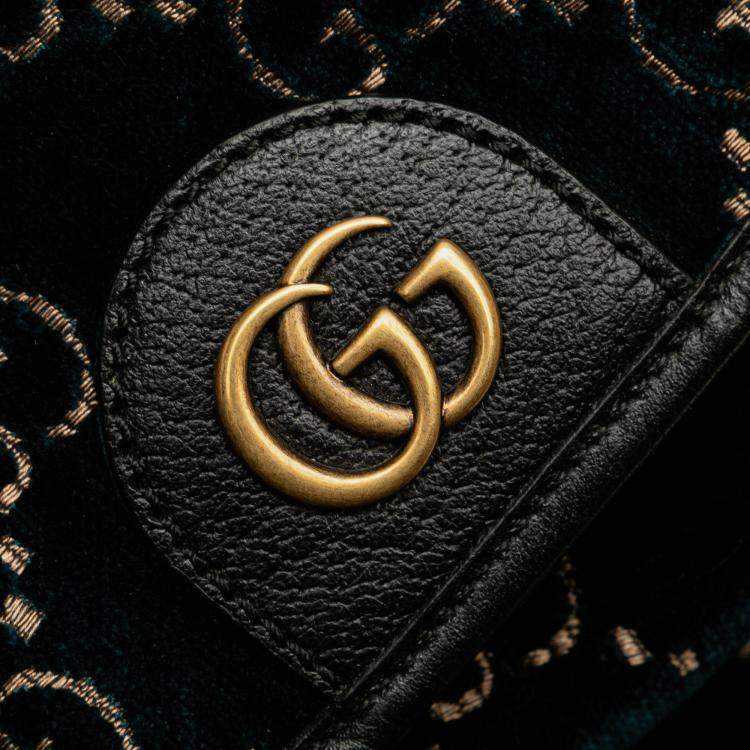 Pre Owned Gucci Blue GG Velvet Double Buckle Backpack