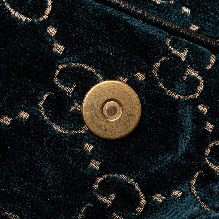 Pre Owned Gucci Blue GG Velvet Double Buckle Backpack