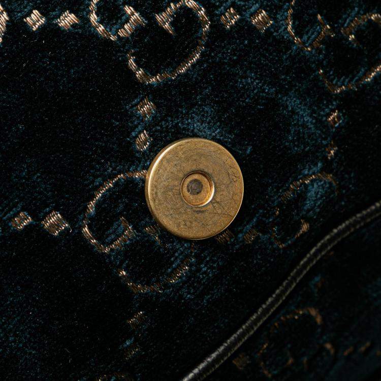 Pre Owned Gucci Blue GG Velvet Double Buckle Backpack