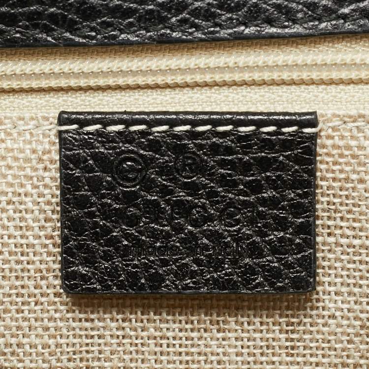 Pre Owned Gucci Black Leather Dollar Interlocking G Shoulder Bag