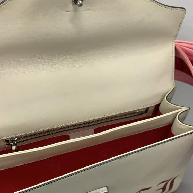 Pre Owned Gucci White Leather Satin Naga Dragon Head Shoulder Bag