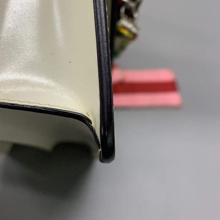 Pre Owned Gucci White Leather Satin Naga Dragon Head Shoulder Bag
