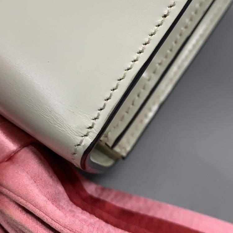 Pre Owned Gucci White Leather Satin Naga Dragon Head Shoulder Bag