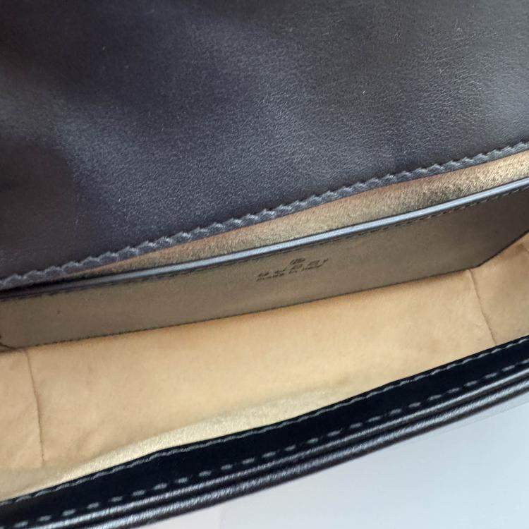 Pre Owned Gucci Black Matelasse Leather Mini GG Marmont Flap Shoulder Bag