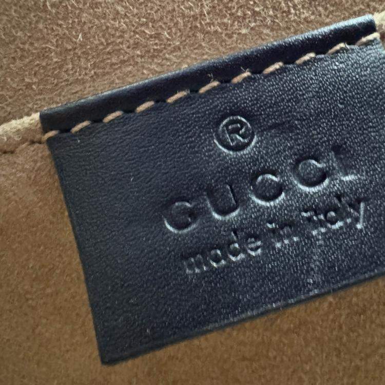 Pre Owned Gucci Black Leather Mini Web Chain Sylvie Shoulder Bag