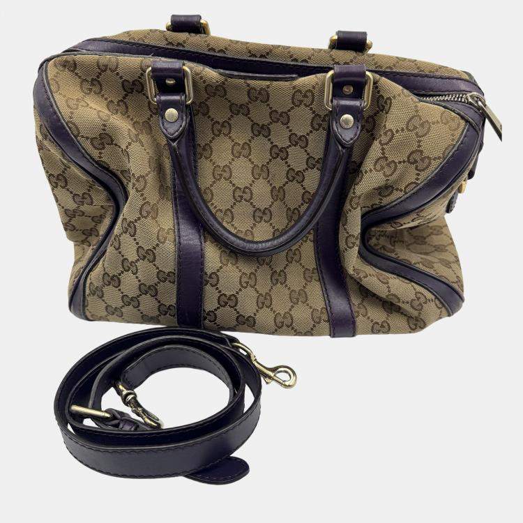 Pre Owned Gucci Vintage GG Monogram Boston Beige/Purple Bag