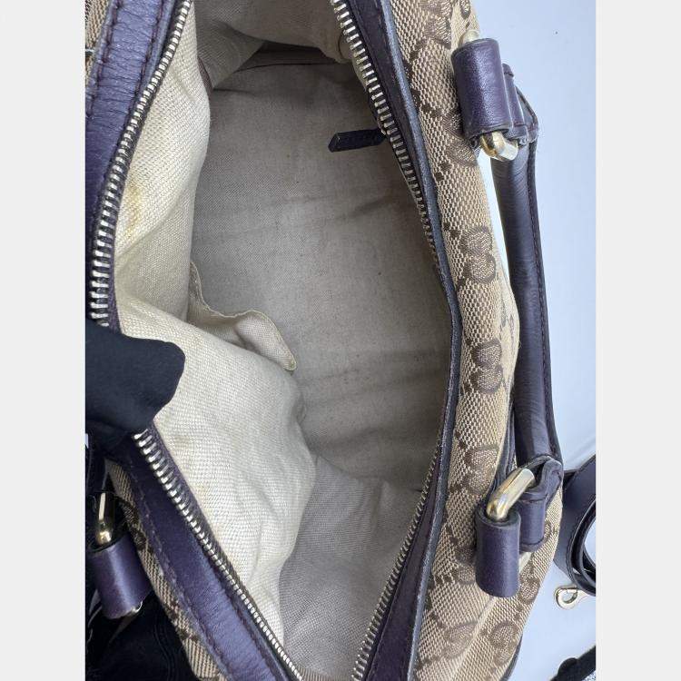 Pre Owned Gucci Vintage GG Monogram Boston Beige/Purple Bag