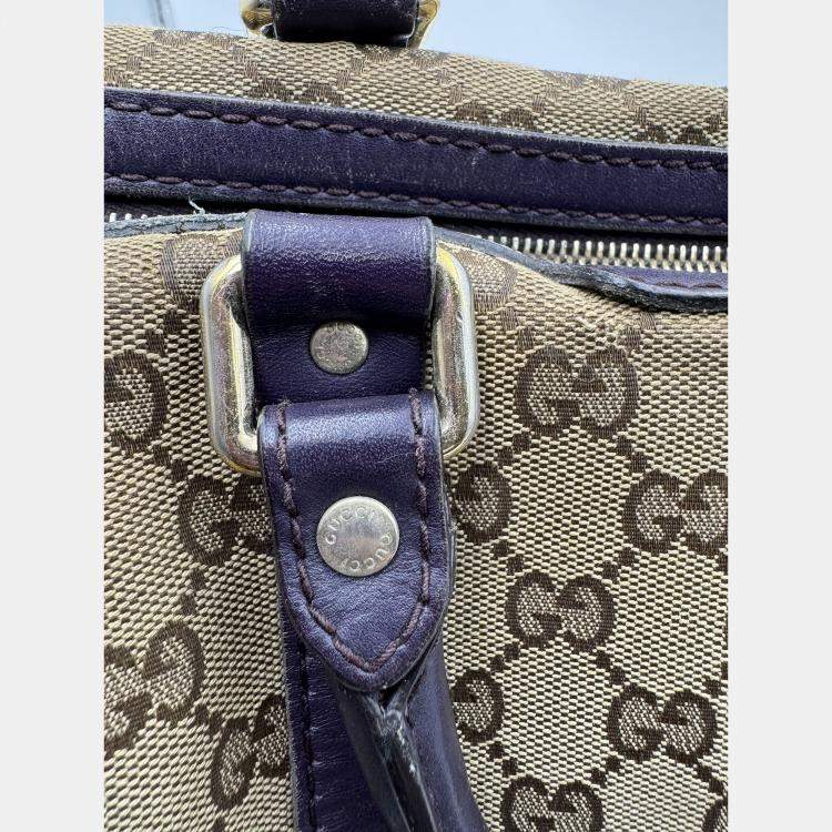 Pre Owned Gucci Vintage GG Monogram Boston Beige/Purple Bag