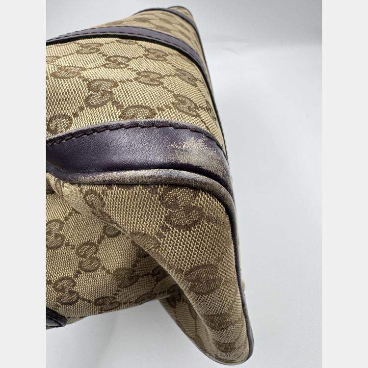 Pre Owned Gucci Vintage GG Monogram Boston Beige/Purple Bag