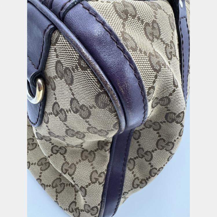 Pre Owned Gucci Vintage GG Monogram Boston Beige/Purple Bag