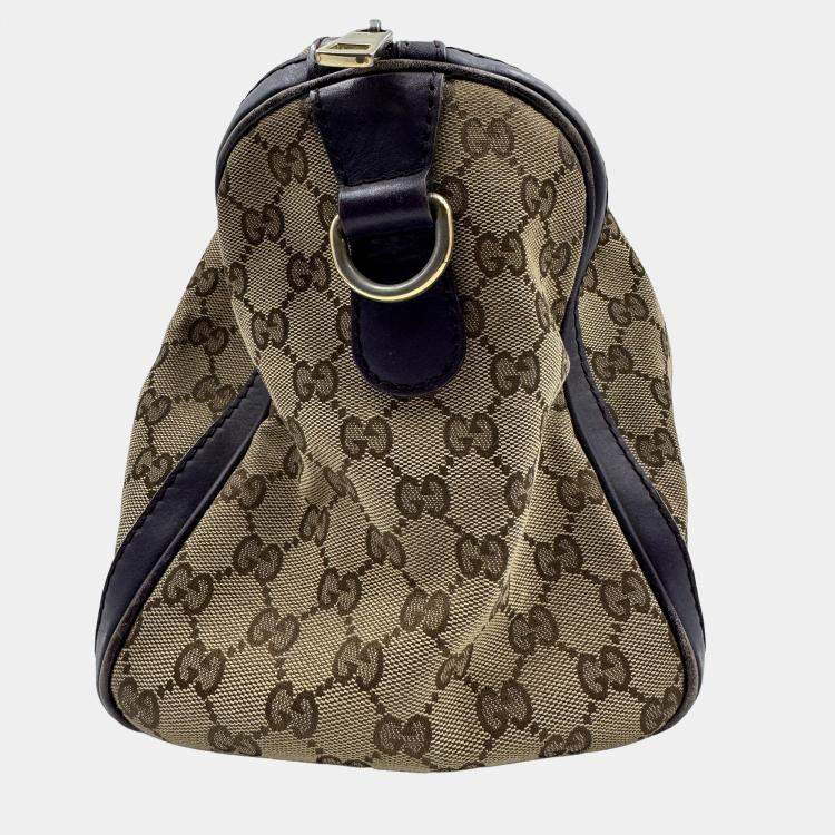 Pre Owned Gucci Vintage GG Monogram Boston Beige/Purple Bag