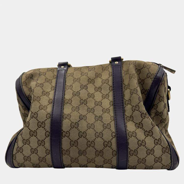 Pre Owned Gucci Vintage GG Monogram Boston Beige/Purple Bag