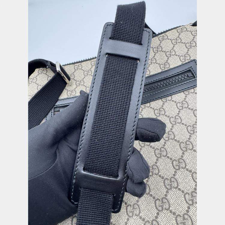 Pre Owned GUCCI GG supreme monogram black leather messenger bag