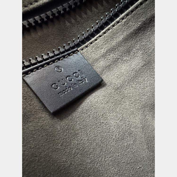 Pre Owned GUCCI GG supreme monogram black leather messenger bag