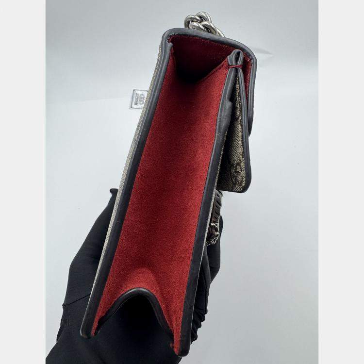 Pre Owned Gucci Beige/Red GG Supreme Canvas and Suede Mini Dionysus Shoulder Bag