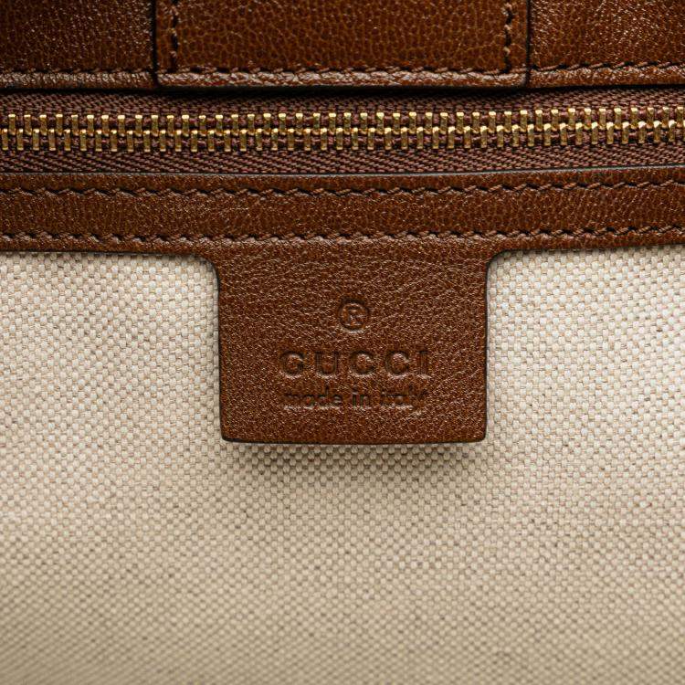 Pre Owned Gucci Brown Medium GG Canvas Horsebit 1955 Tote