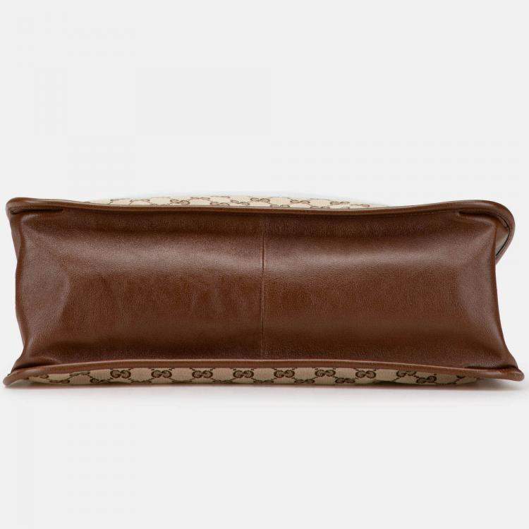 Pre Owned Gucci Brown Medium GG Canvas Horsebit 1955 Tote