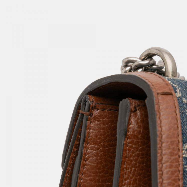 Pre Owned Gucci Blue Small GG Denim Dionysus Shoulder Bag