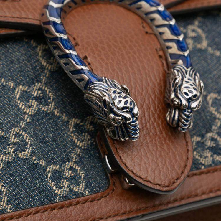 Pre Owned Gucci Blue Small GG Denim Dionysus Shoulder Bag