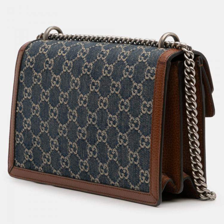 Pre Owned Gucci Blue Small GG Denim Dionysus Shoulder Bag