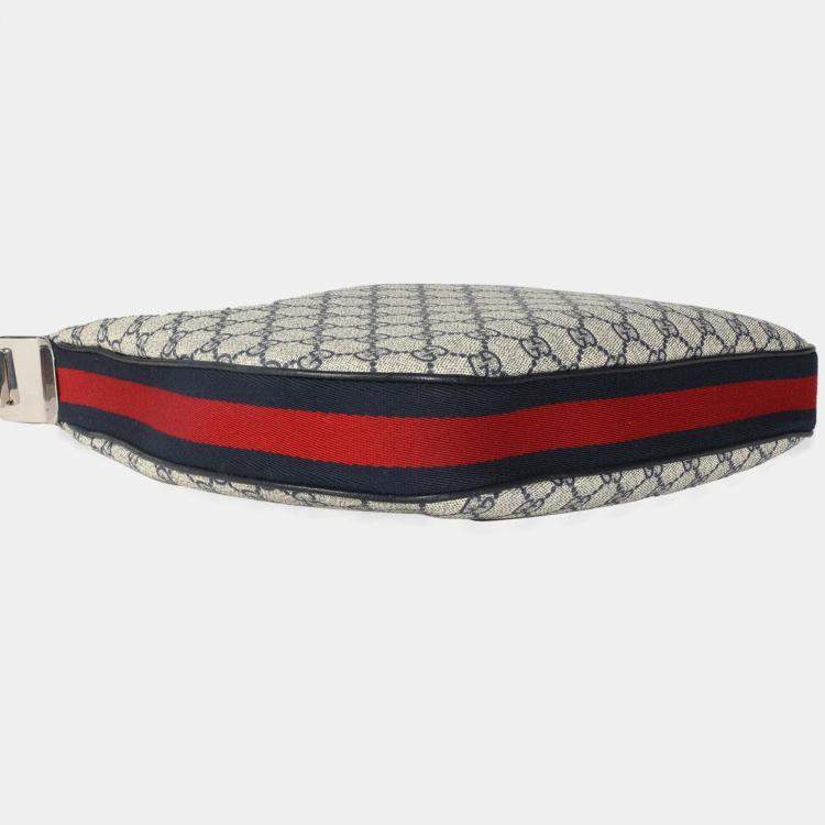Pre Owned Gucci Navy GG Supreme Large Attache Shoulder Bag