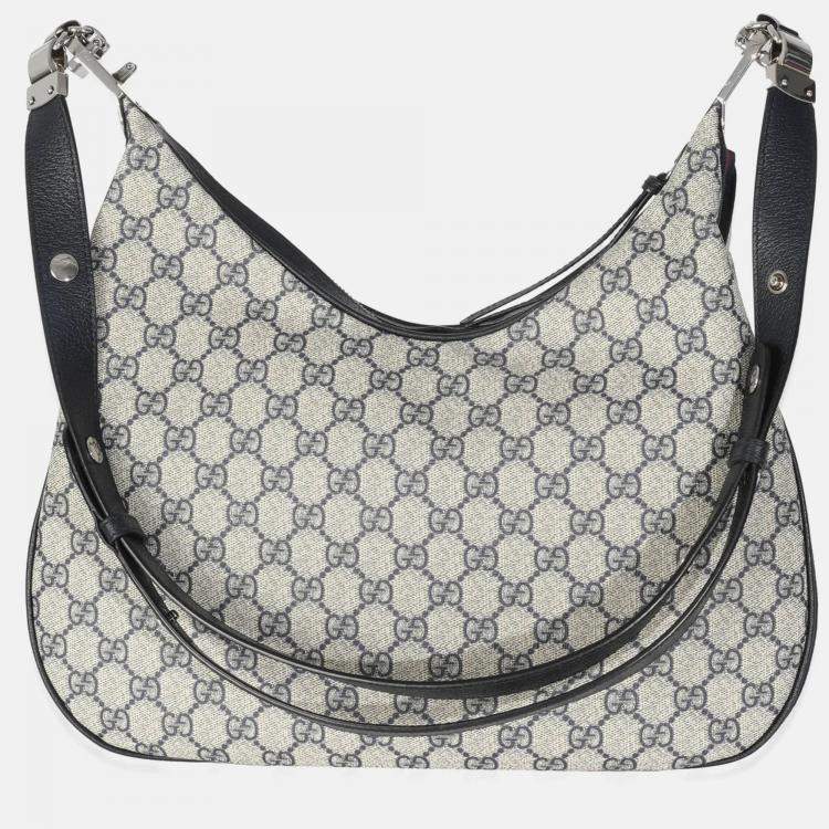 Pre Owned Gucci Navy GG Supreme Large Attache Shoulder Bag