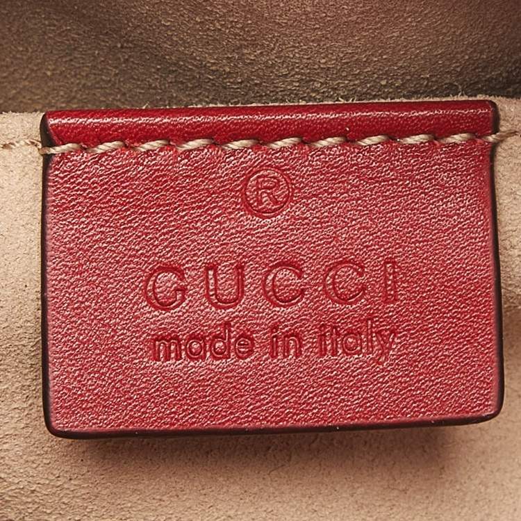 Pre Owned Gucci Red Matelassé Leather GG Marmont Belt Bag