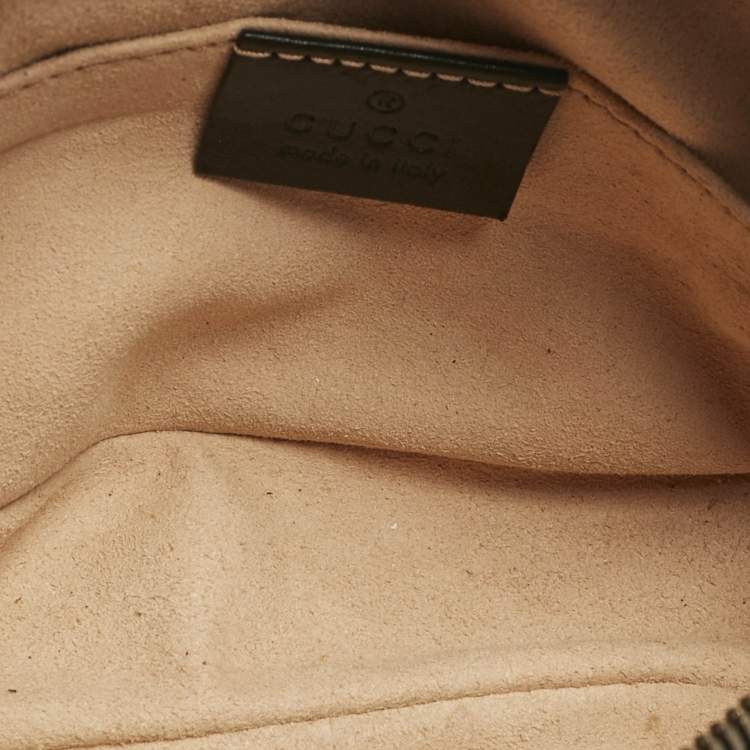 Pre Owned Gucci Black Matelassé Leather GG Marmont Belt Bag