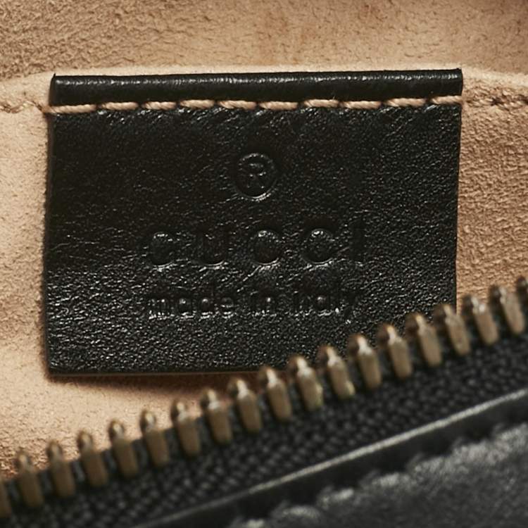 Pre Owned Gucci Black Matelassé Leather GG Marmont Belt Bag