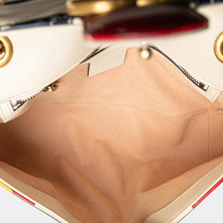 Pre Owned Gucci White Medium GG Marmont Matelasse Leather Trompe Loeil Shoulder Bag