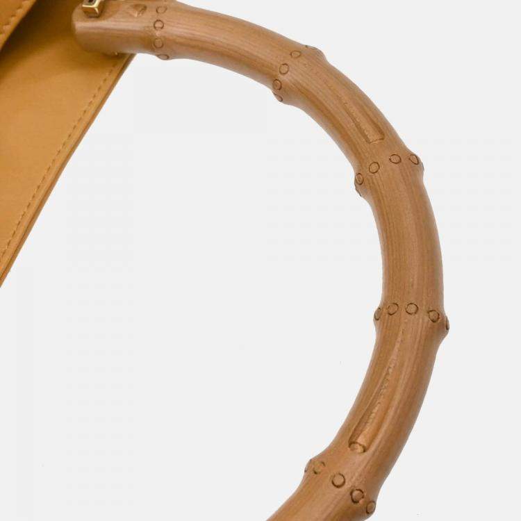 Pre Owned Gucci Brown Leather Bamboo 2way Handbag