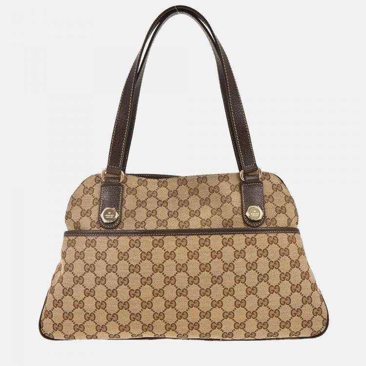 Pre Owned Gucci Beige GG Tote Handbag