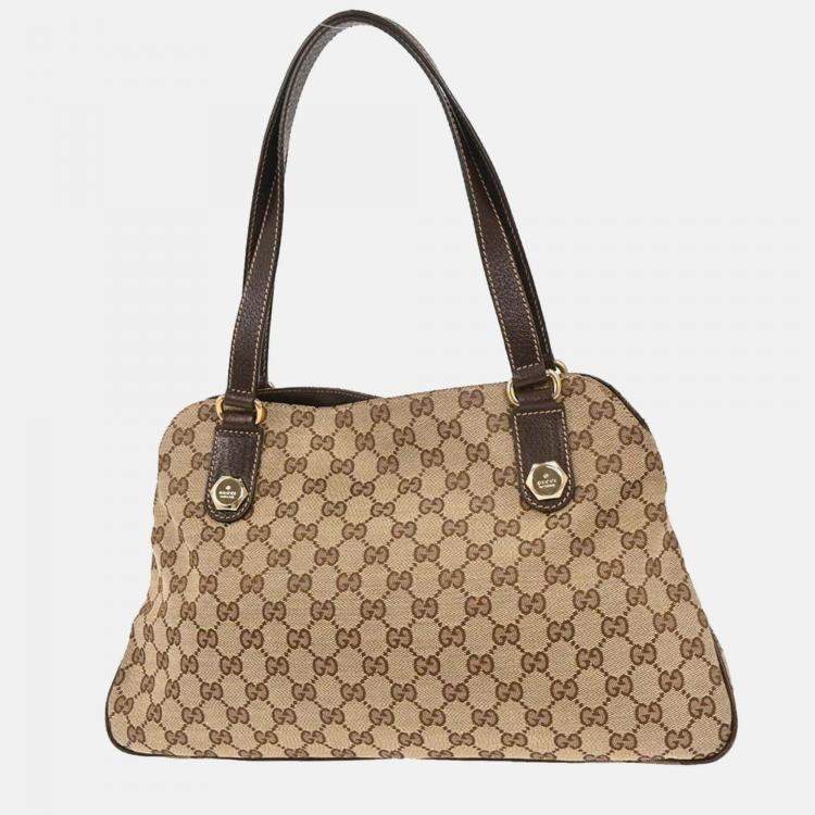 Pre Owned Gucci Beige GG Tote Handbag