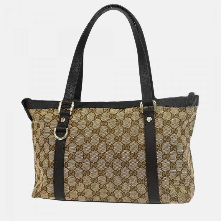 Pre Owned Gucci Beige Canvas GG Tote Handbag