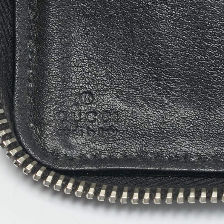 Pre Owned Gucci Black Guccissima Leather GG Twins Zip Around Wallet