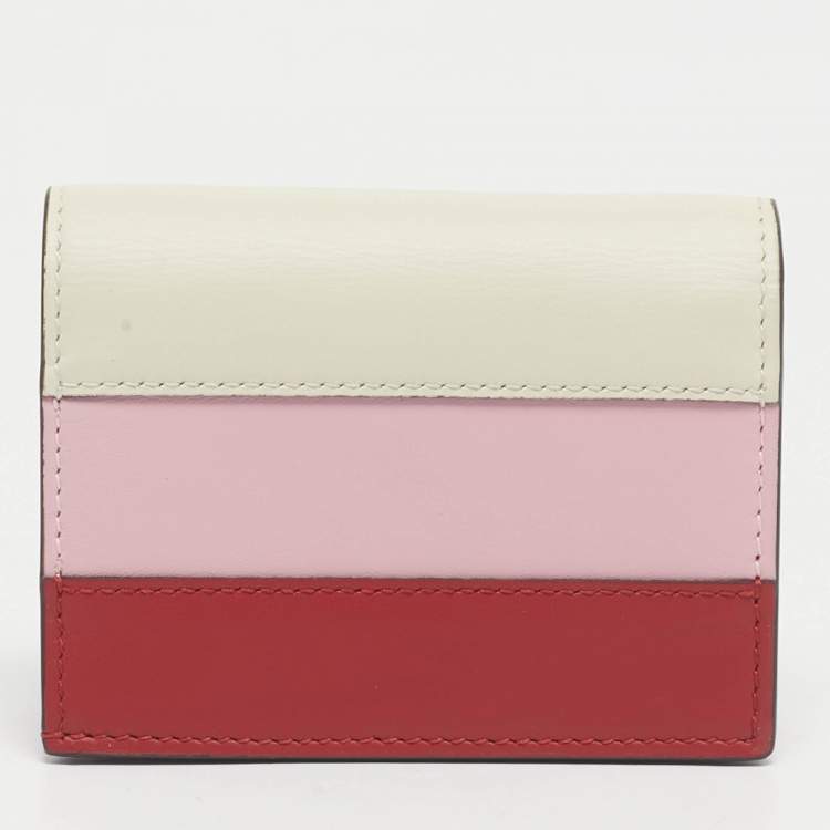Pre Owned Gucci Tricolor Leather Stripe Queen Margaret Card Case