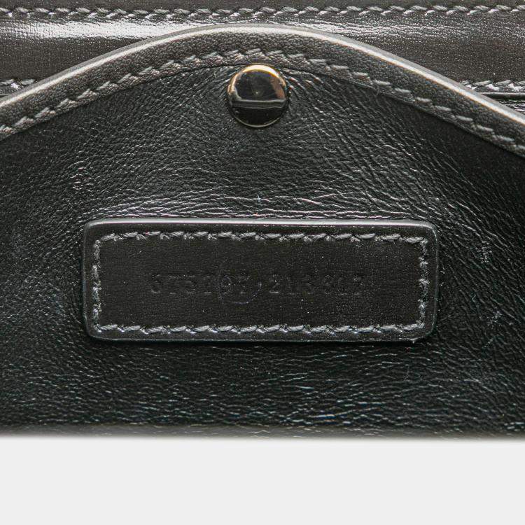 Pre Owned Gucci Black Small Calfskin 1947 Bamboo Top Handle Bag