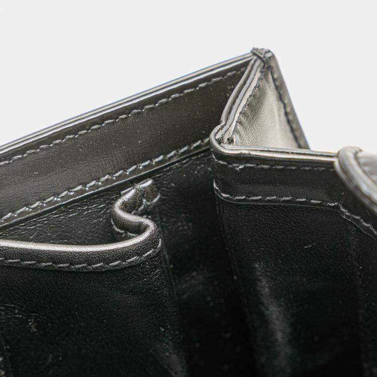 Pre Owned Gucci Black Small Calfskin 1947 Bamboo Top Handle Bag