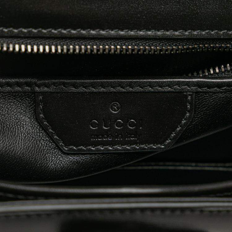 Pre Owned Gucci Black Small Calfskin 1947 Bamboo Top Handle Bag