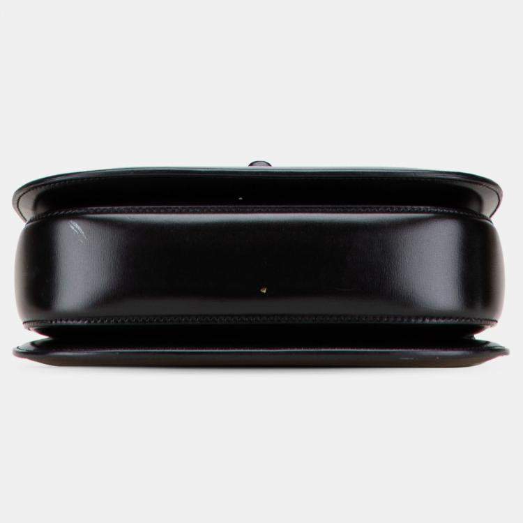 Pre Owned Gucci Black Small Calfskin 1947 Bamboo Top Handle Bag