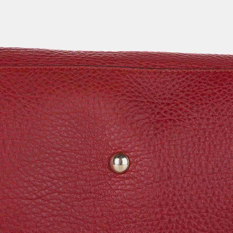 Pre Owned Gucci Red Medium Calfskin Bamboo Shopper Satchel