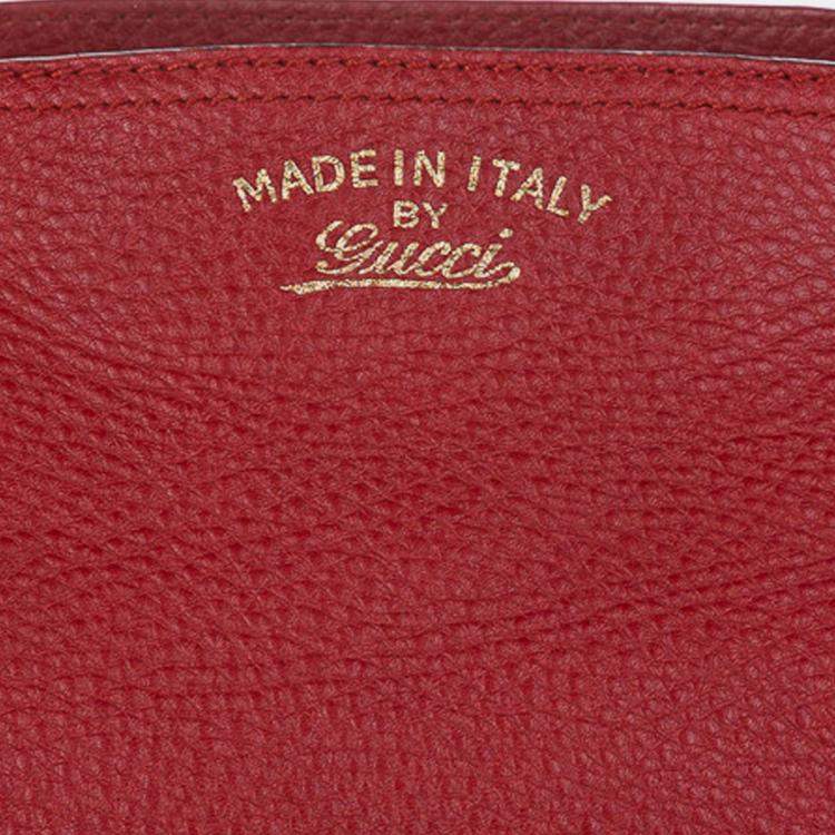 Pre Owned Gucci Red Medium Calfskin Bamboo Shopper Satchel