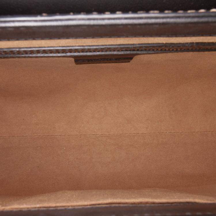 Pre Owned Gucci Beige Brown Small GG Supreme Padlock Satchel