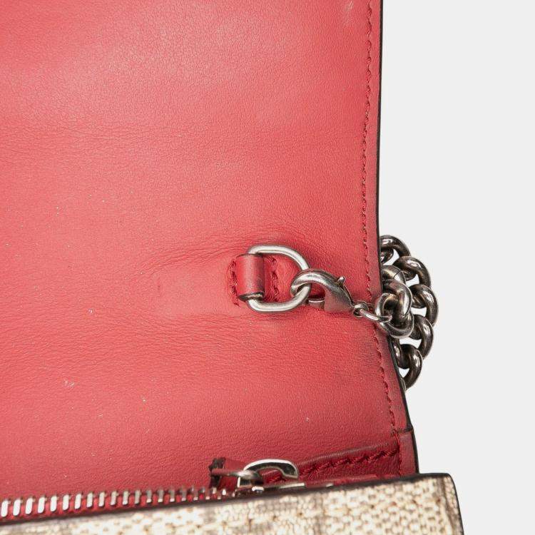 Pre Owned Gucci Beige Brown GG Supreme Dionysus Chain Wallet