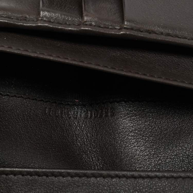 Pre Owned Gucci Beige/Brown GG Canvas and Leather Metal Flap Continental Wallet