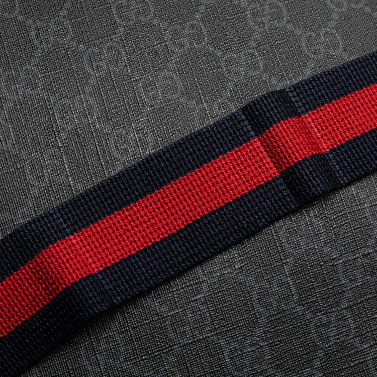 Pre Owned Gucci Black Medium GG Supreme Web Messenger Bag