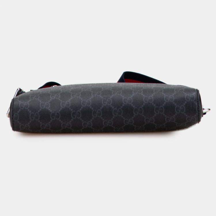 Pre Owned Gucci Black Medium GG Supreme Web Messenger Bag